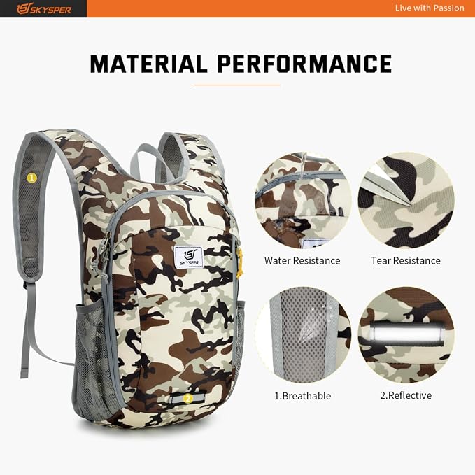 SKYSPER Small Daypack 10L Hiking Backpack Packable Lightweight Travel Day Pack - Image 4