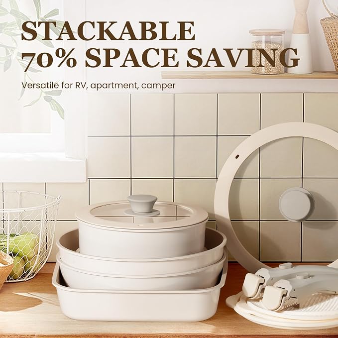 KIKCOIN Ceramic Cookware Set, Non Toxic Kitchen Cooking Set - Image 7