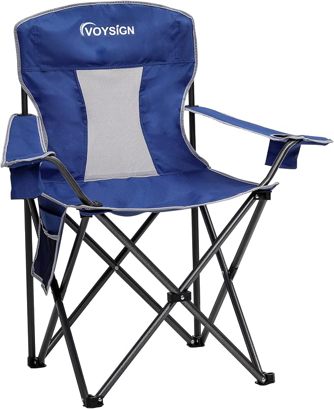 Mesh Folding Camping Chairs for Adults, Oversized Portable Outdoor Chairs by VOYSIGN