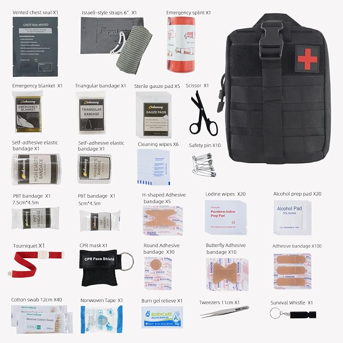 IFAK Trauma Kit, Molle Pouch Emergency Survival Kit, 6” Israeli Straps - Image 2