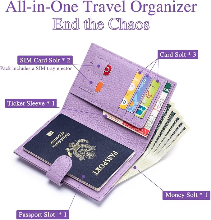 Slim Passport Wallet for Women – RFID Blocking Passport Holder for Travel - Image 2