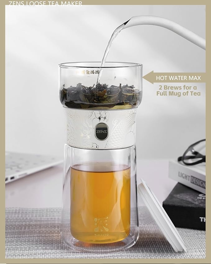 ZENS Cool Glass Teapot with Infuser, Smart One Touch Tea Maker - Image 3