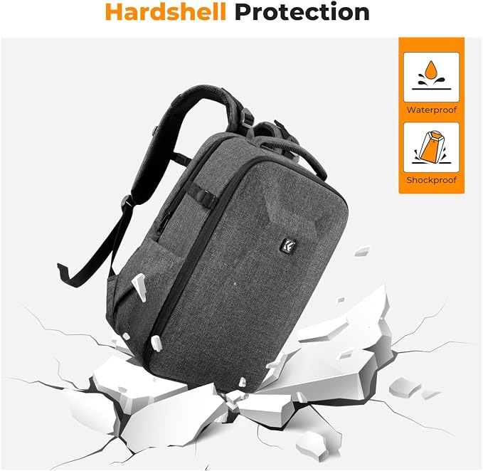 K&F Concept Camera Backpack, Hardshell Photography DSLR Camera Bag - Image 5