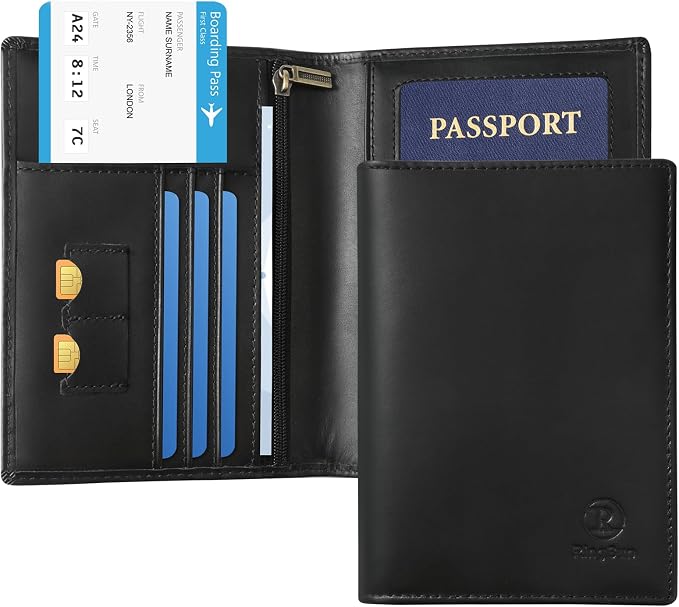 Ringsun Leather Passport Cover for Men Women, RFID Passport Wallet Case Travel - Image 2