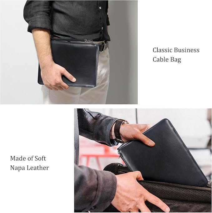 Polare Full Grain Leather Travel Cable Organizer Case Electronics Accessories - Image 4