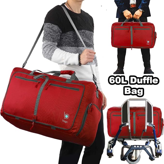 Bago Foldable Duffel Bags for Traveling Women & Men - 60L Medium Packable - Image 4