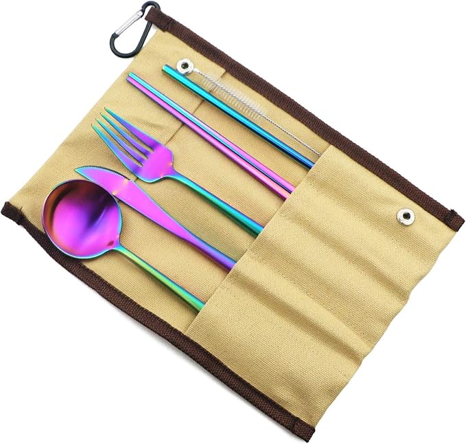 Gugrida Reusable Travel Utensils, 7 Piece Portable 304 Stainless Steel - Image 4