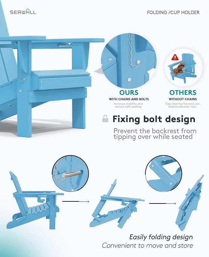 SERWALL Adirondack Chair with Cup Holders - Image 7