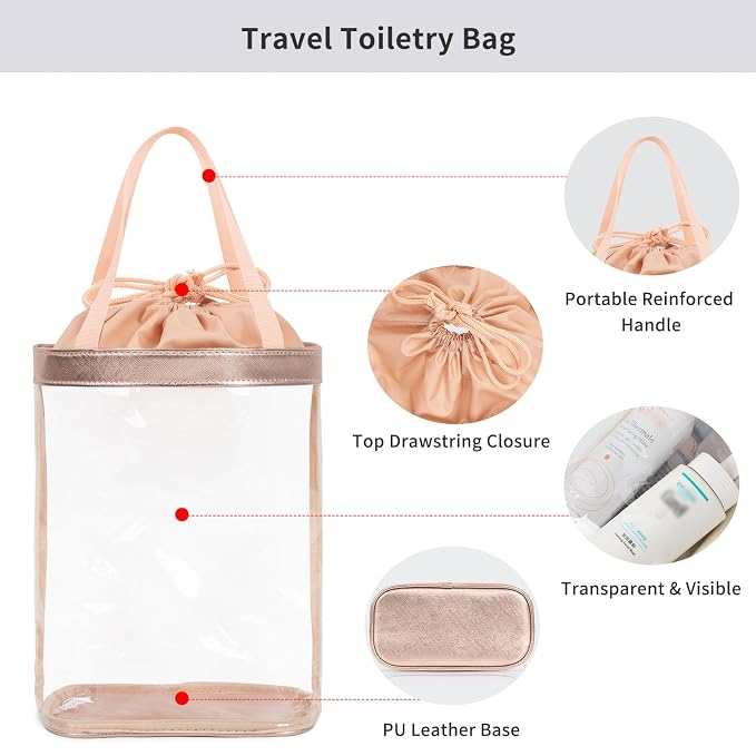 Clear Makeup Bag, Travel Toiletry Bag - Image 3