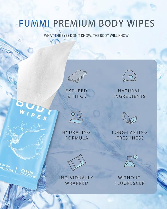 FUMMI 300 Pack Body Wipes – Large Individually Packaged Bath Wipes - Image 4