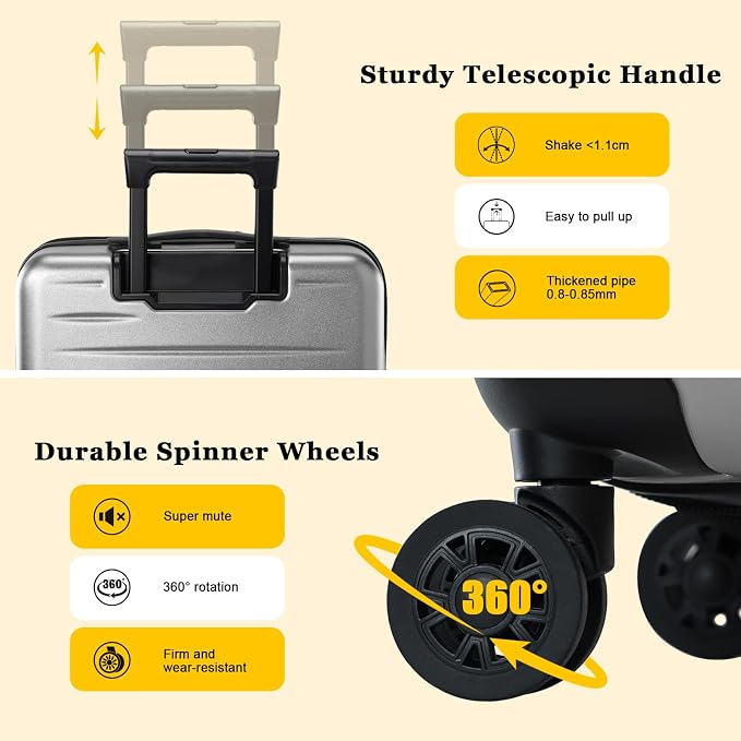 16 Inch Carry On Luggage Airline Approved, Expandable Lightweight ABS+PC Hard - Image 5