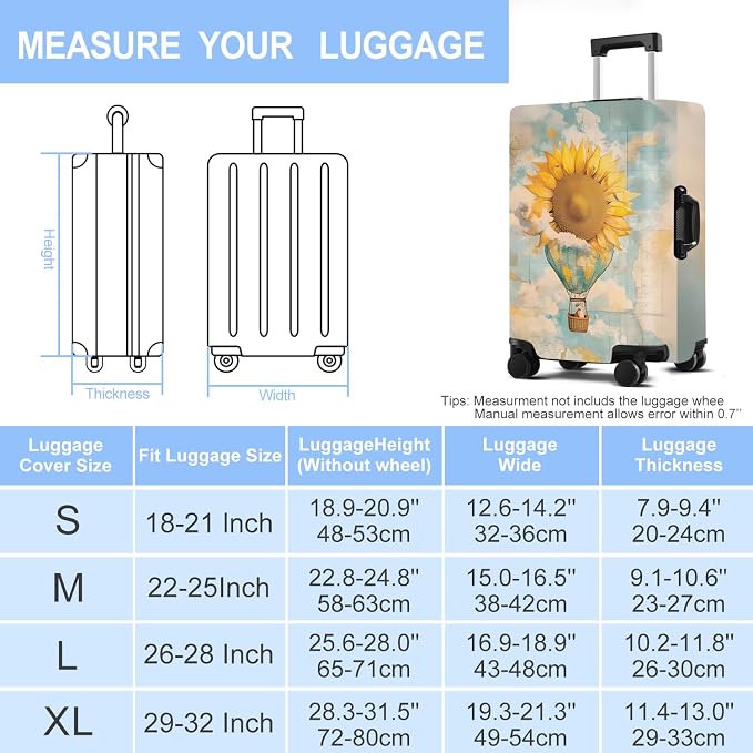 Sunflower Luggage Cover Washable Suitcase Protector Anti-Scratch, Stretchable - Image 6
