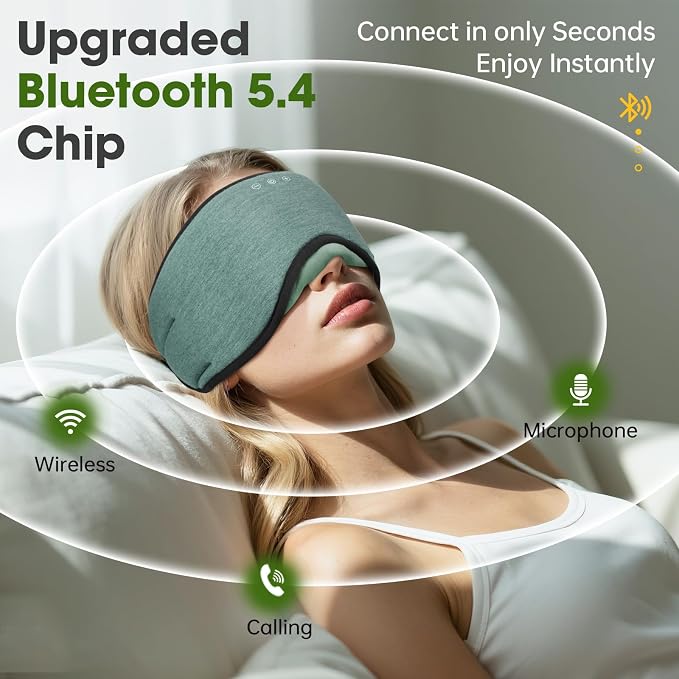 Sleep Headphones with Bluetooth 5.4 Sleep Mask, Bamboo Cotton Music Wireless - Image 5