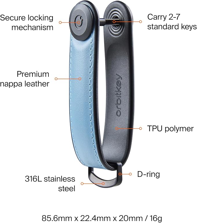 Orbitkey Key Organizer Hybrid Leather | Premium Nappa leather & TPU, Stainless - Image 5