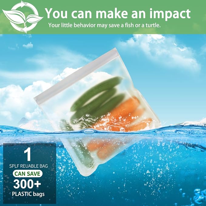 SPLF 6 Pack Reusable Gallon Freezer Bags Dishwasher Safe, BPA FREE Reusable - Image 7