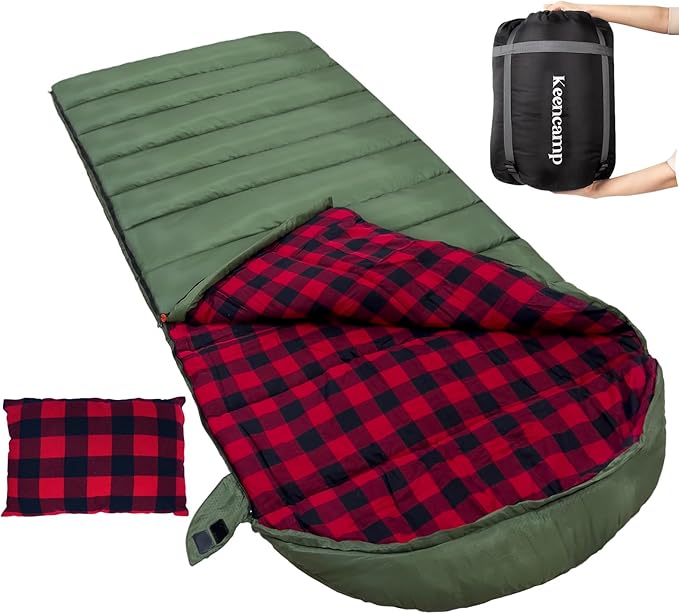 0 Degree Sleeping Bag Cotton Flannel Winter Cold Weather by Keencamp