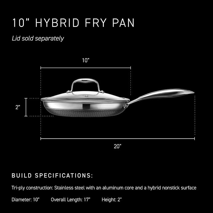 HexClad Hybrid Nonstick 10-Inch Frying Pan, Stay-Cool Handle, - Image 3
