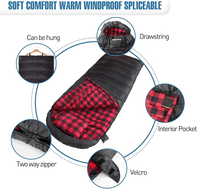 0 Degree Sleeping Bag Cotton Flannel Winter Cold Weather - Image 6