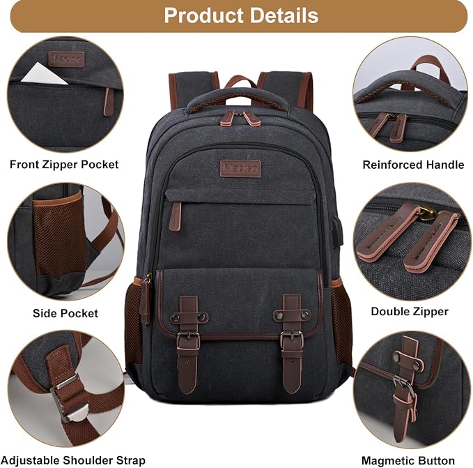 Mactso Canvas Travel Laptop Backpack - Image 6