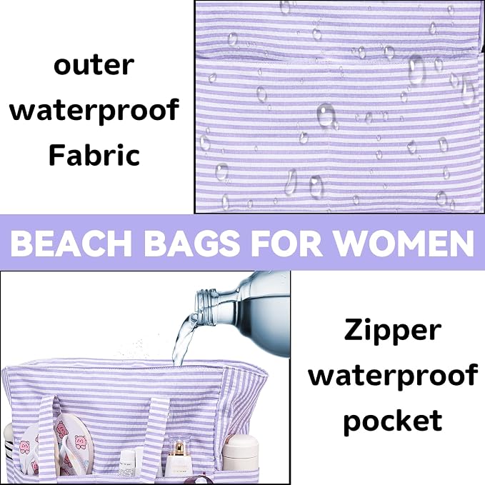 LEDAOU Beach Bag Waterproof Sandproof Women Tote Bag Pool Bag - Image 5