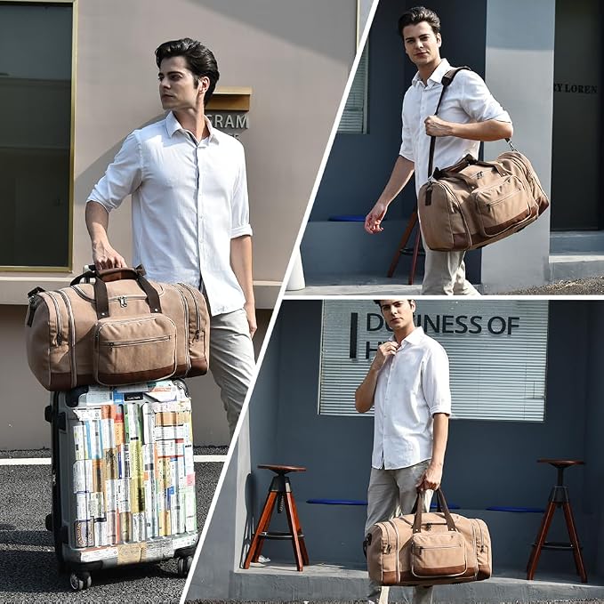 Dimayar Expandable Duffle Bag for Men, 50L Large-Capacity Weekender, - Image 2