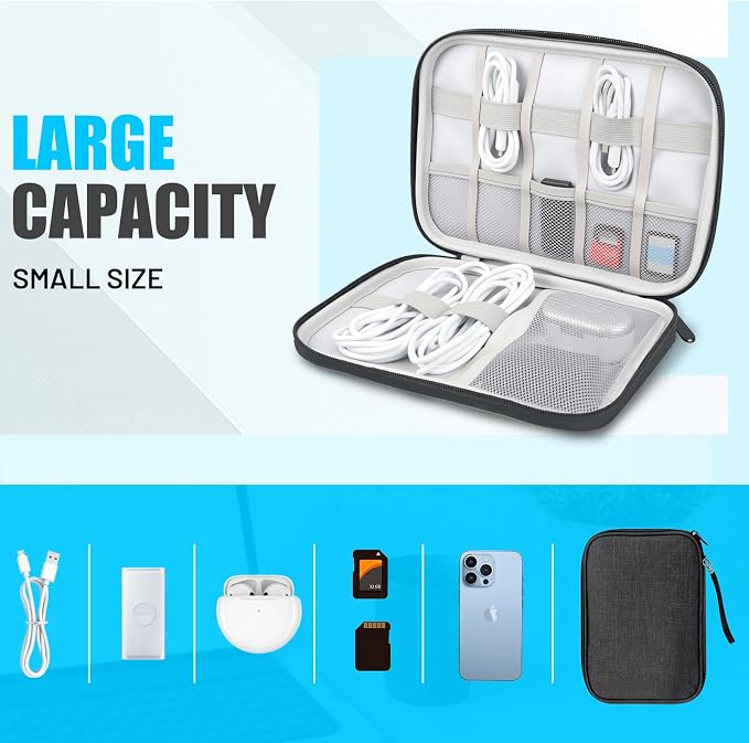 Travel Cable Organizer Bag, Electronics Organizer Tech Pouch - Image 6