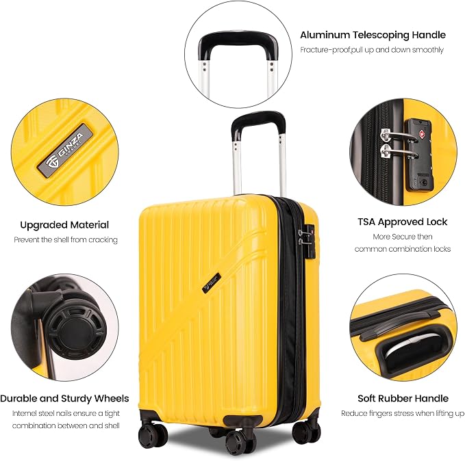 GinzaTravel Luggage Sets 3-Piece Expandable Suitcases - Image 8