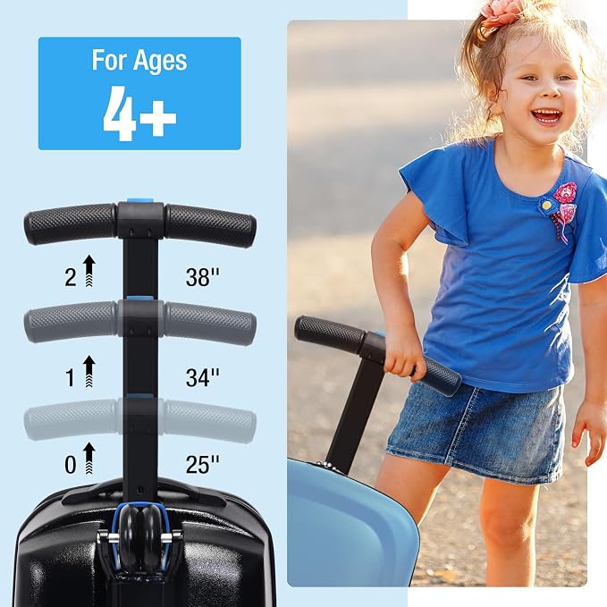 20" Scooter Suitcase for Kids, 2-in-1 Ride On Luggage - Image 4