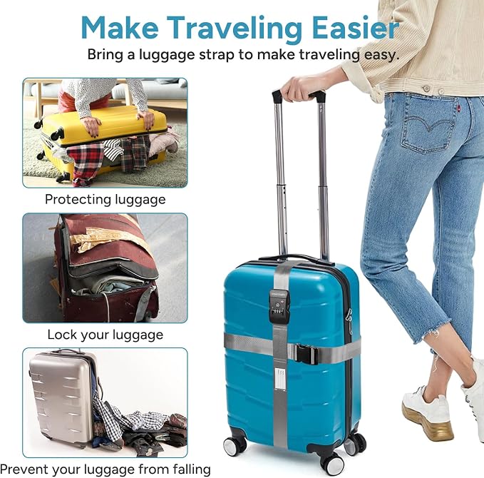 Travel Inspira Travel Belt for Luggage, TSA Approved Luggage Straps, 3-Dial - Image 3
