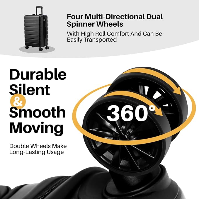 AnyZip Suitcase Hardside PC ABS Lightweight USB Luggage - Image 4