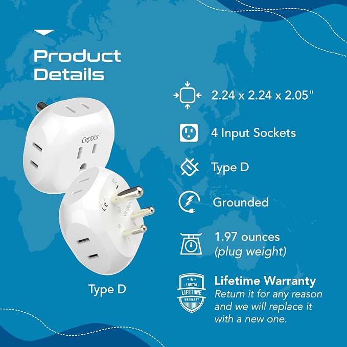 Ceptics India, Pakistan Travel Adapter - Image 8