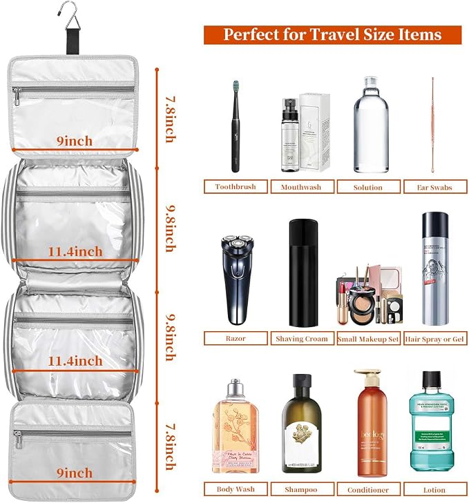 Hanging Travel Toiletry Bag, Large Capacity Cosmetic Travel Toiletry Organizer - Image 4