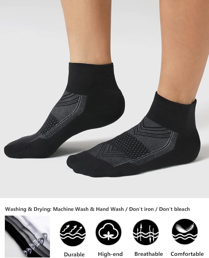 CS CELERSPORT 6 Pairs Women's Running Ankle Socks Athletic Sport Socks Cushioned - Image 3