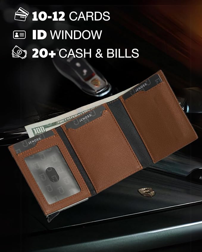 Jenoss Smart Wallet For Men: Full Grain Leather, Handcrafted, Slim RFID - Image 6