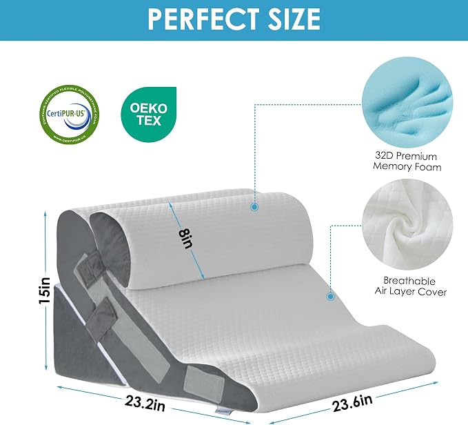 3PCS Bed Wedge Pillow for Headboard, Adjustable Wedge Pillow for Sleep Apnea - Image 5