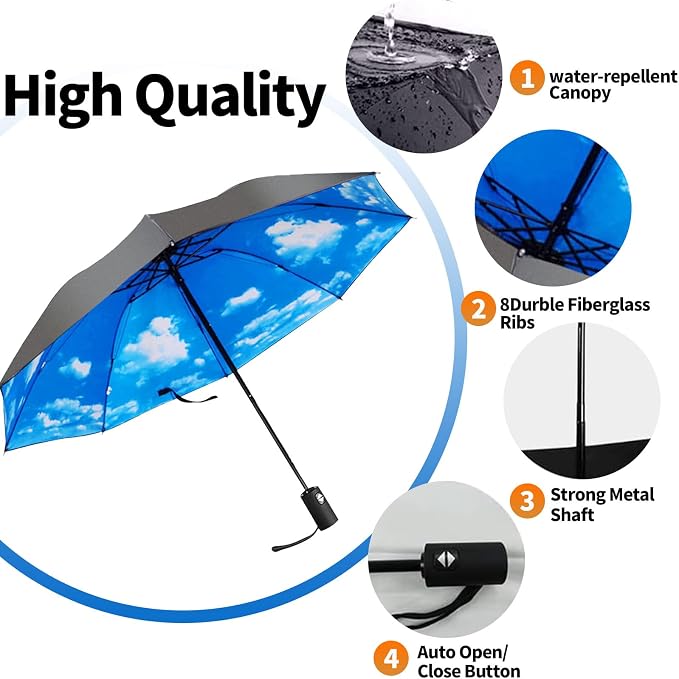 LLanxiry Compact Travel Umbrella, Mini Windproof Umbrellas - Image 4