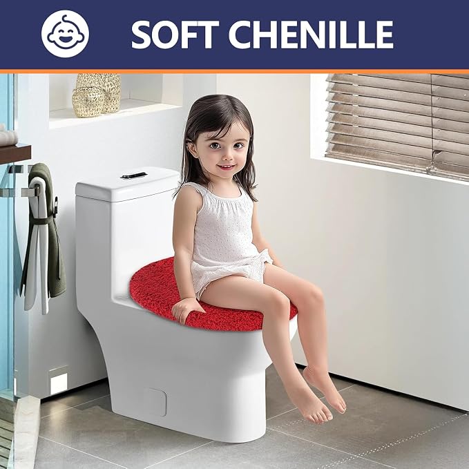 Microfiber Elongated Toilet Seat Cover 19.5"x 15" Machine Washable Solid Toilet - Image 5