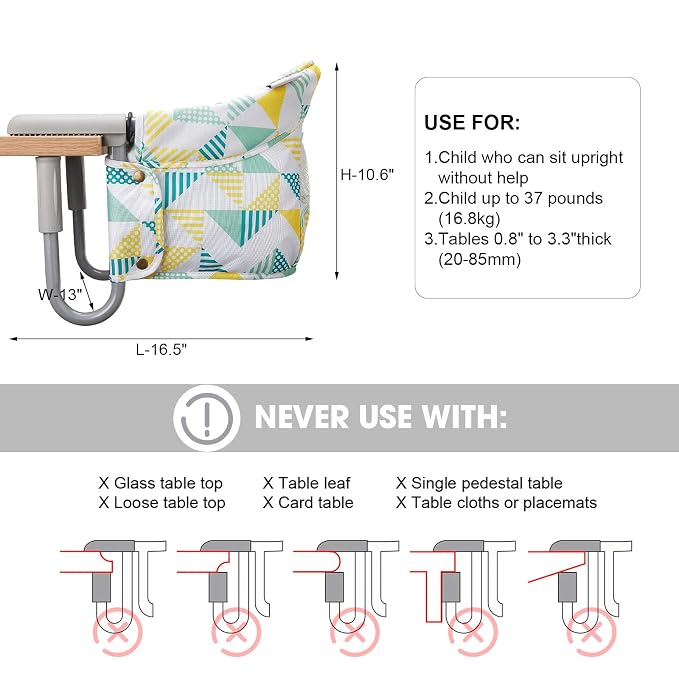 Hook On Chair, VEEYOO Clip On High Chair Folding Fast Table Chair - Image 7