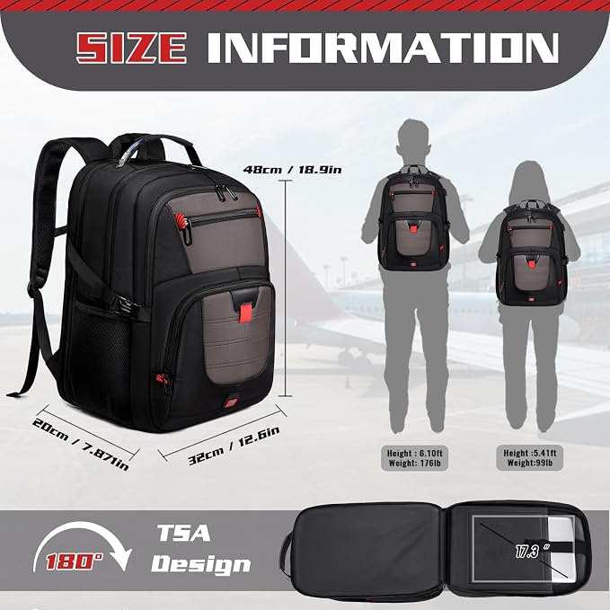 Extra Large Backpack, Travel Backpack, 17.3 Laptop In - Image 2
