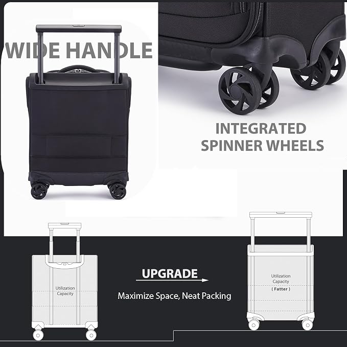 Verage Carry On Luggage with Wheels, 15 Inch Underseat Spinner Luggage Pro - Image 4