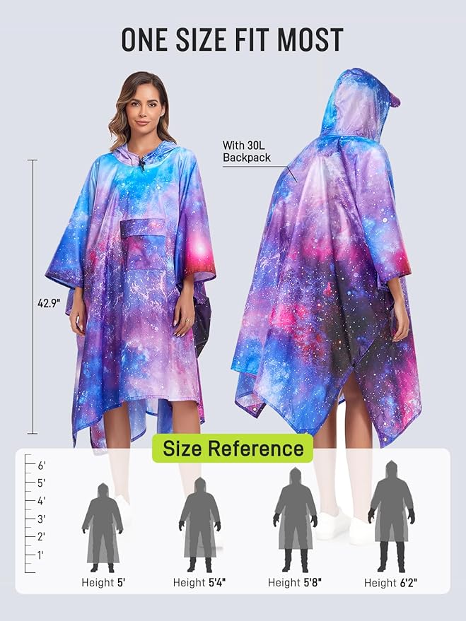 SaphiRose Extra Thick Hooded Rain Poncho Double Layer Waterproof Raincoat Jacket - Image 3