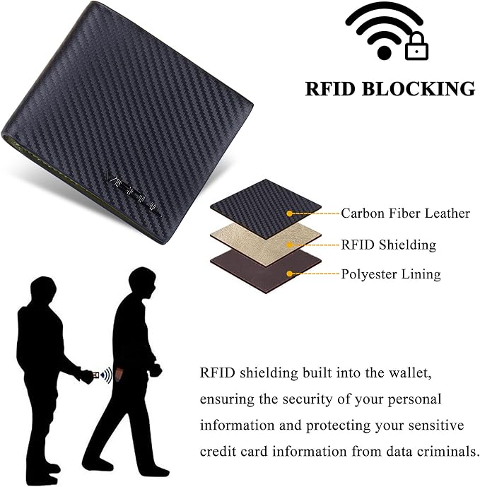 VISOUL Leather Mens Bifold RFID Blocking Wallet - Image 5