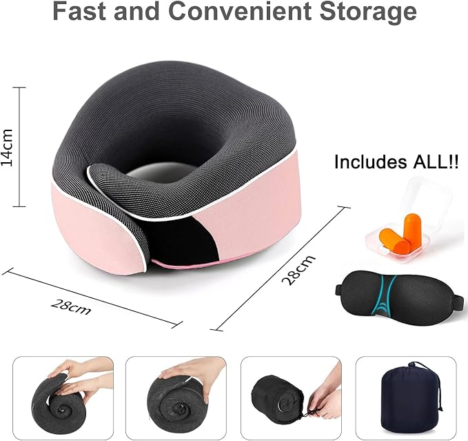 Travel Neck Pillow, Best Memory Foam Airplane Pillow - Image 4