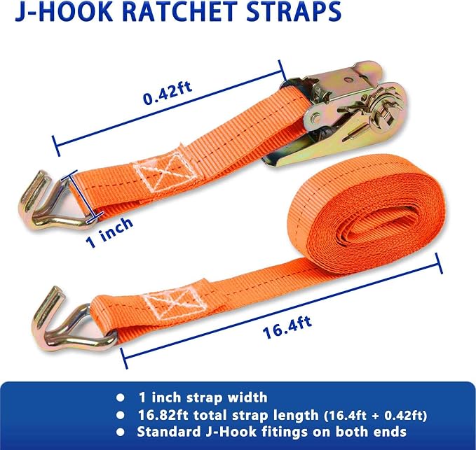 Ratchet Straps, 1 Inch x 16.4 Feet - Image 2