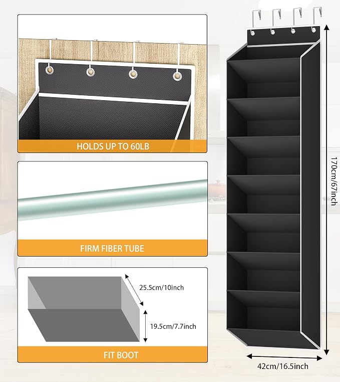 Over The Door Shoe Organizer Storage Fit 16-24 Pairs Hanging Shoe Rack Organiser - Image 6