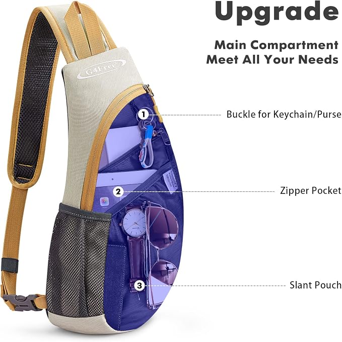G4Free Sling Bag for Men Women, Small Crossbody Backpack Lightweight Chest - Image 3