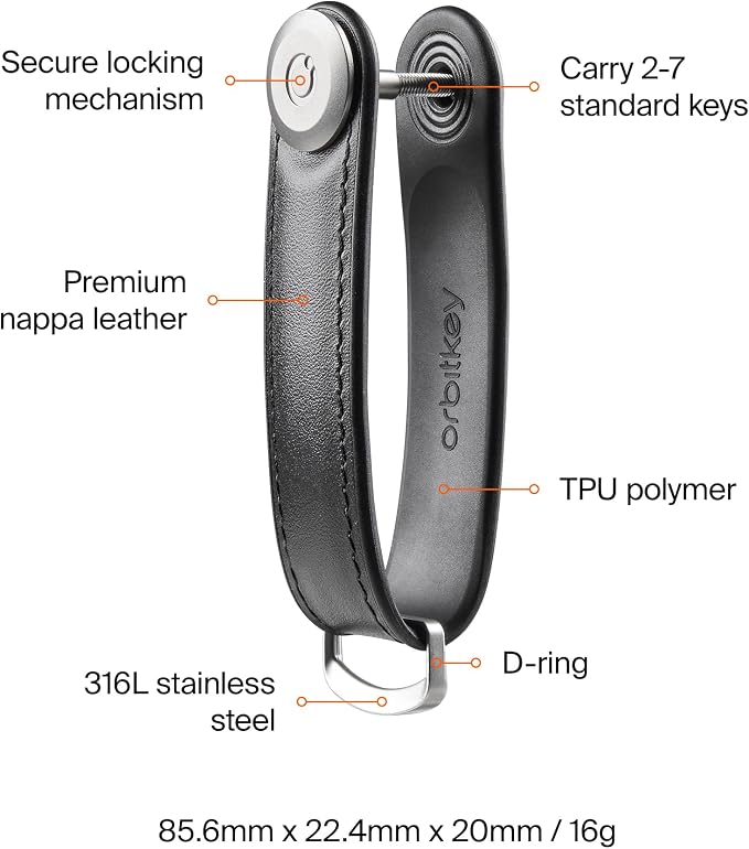 Orbitkey Key Organizer Hybrid Leather | Premium Nappa leather & TPU, Stainless - Image 5