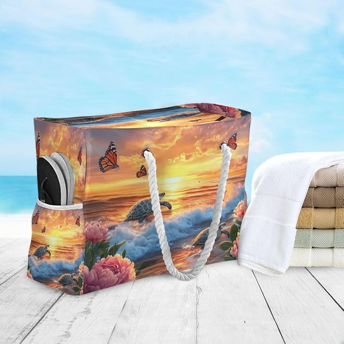 senya Large Beach Bags Totes Canvas Tote Shoulder Bag Soft Wave Water Resistant - Image 5