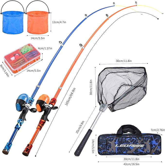 LEOFISHING Portable Kids Fishing Rod Set 2Pack Telescopic Fishing Poles - Image 5