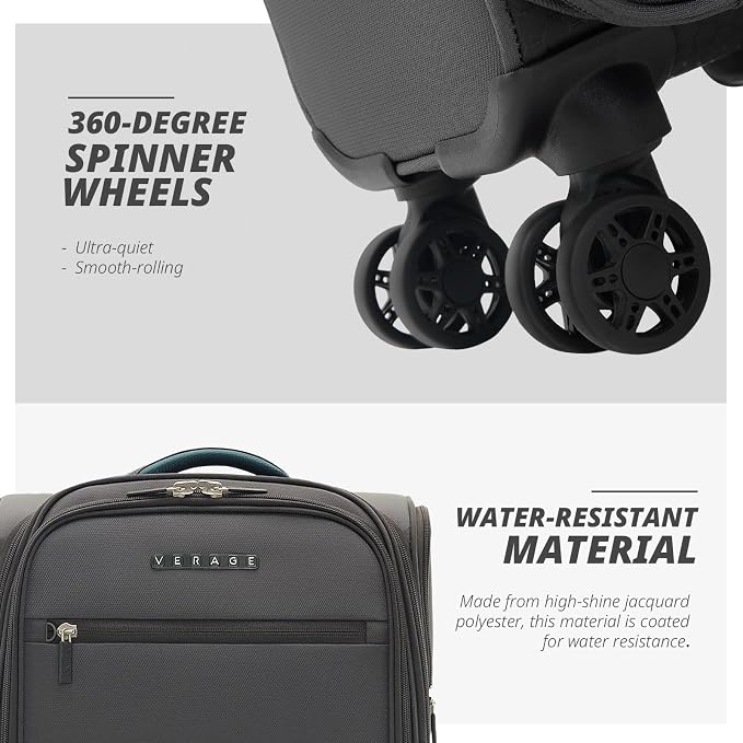 Verage Under Seat Luggage with Wheels, Softside Small Suitcase Spinner Carry On - Image 8